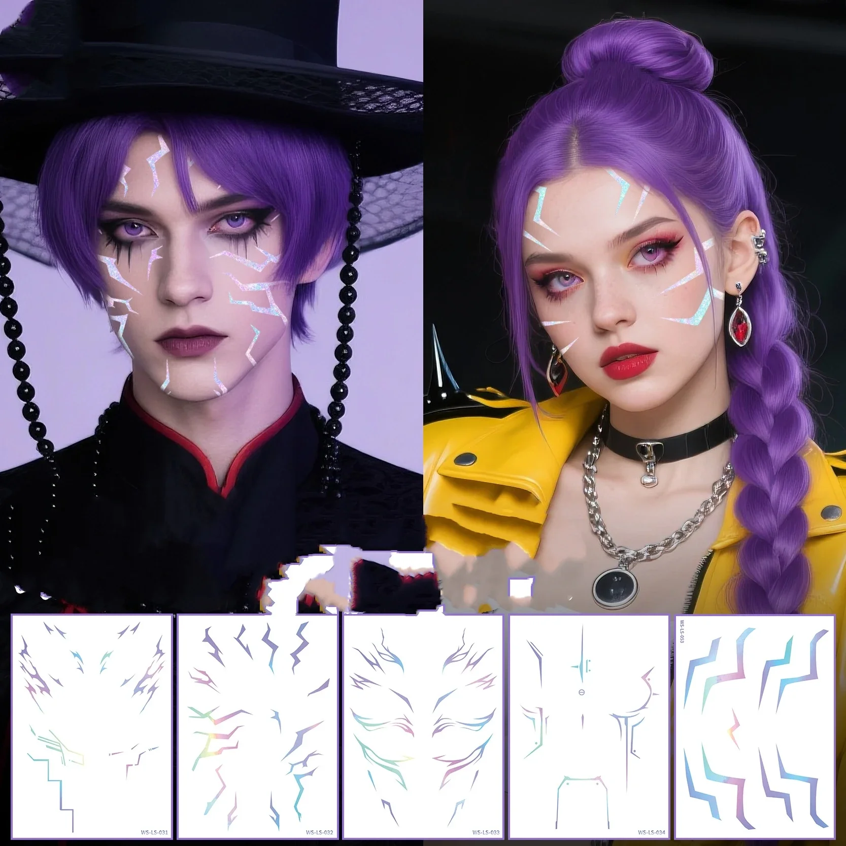 8 type KPop Demon Hunters Temporary Tattoo Set Rumi& Jinu Patters Bithday Panty HUNTR/Xi Saja Boys Haloween Cosplay Rumi Tattoos