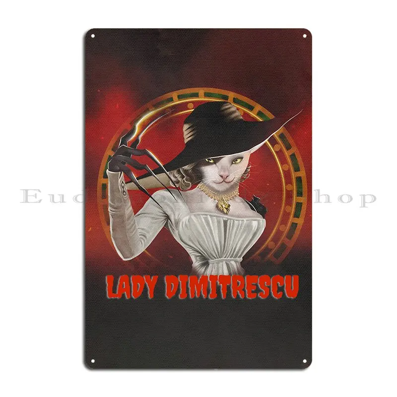 Lady Dimitrescu Cat Metal Plaque Poster Mural Cave Create Iron Cinema Tin Sign Poster