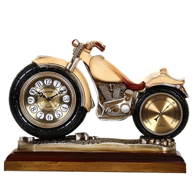 

Household living room clock, retro personalized creative motorcycle ornament