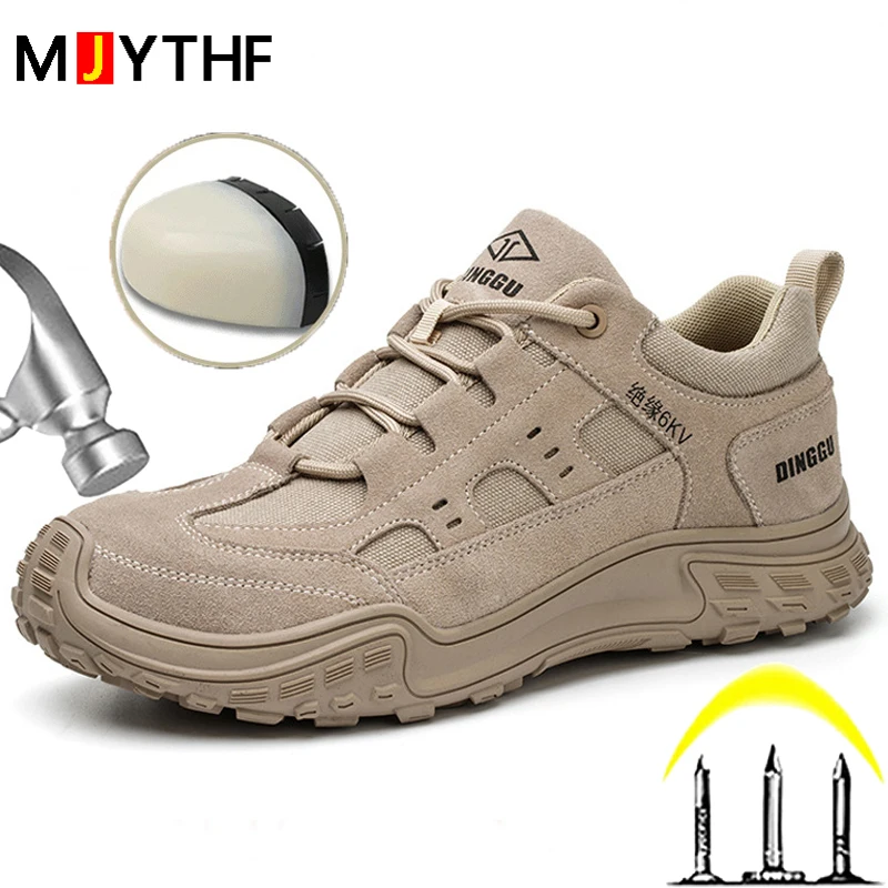 Safety Shoes Men 6KV Insulating Shoes Anti Scald Welding Shoes Puncture-Proof Indestructible Shoes Work Sneakers Breathable Mesh