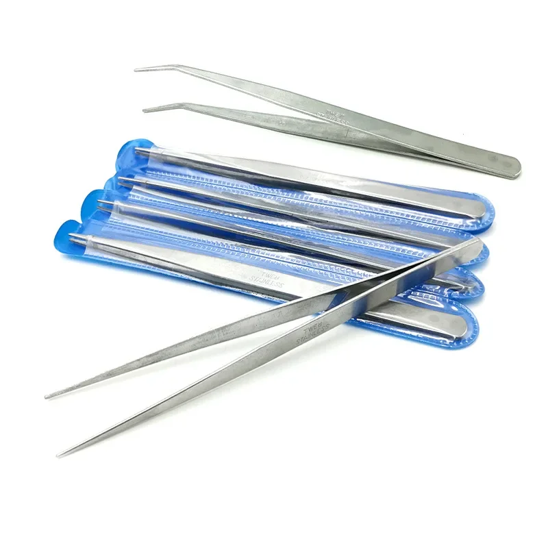 5 Pcs Industrial Tweezers Anti-static Curved Straight Tip Stainless Tweezer For Electronics Repair Sewing Machine Thread Take-up