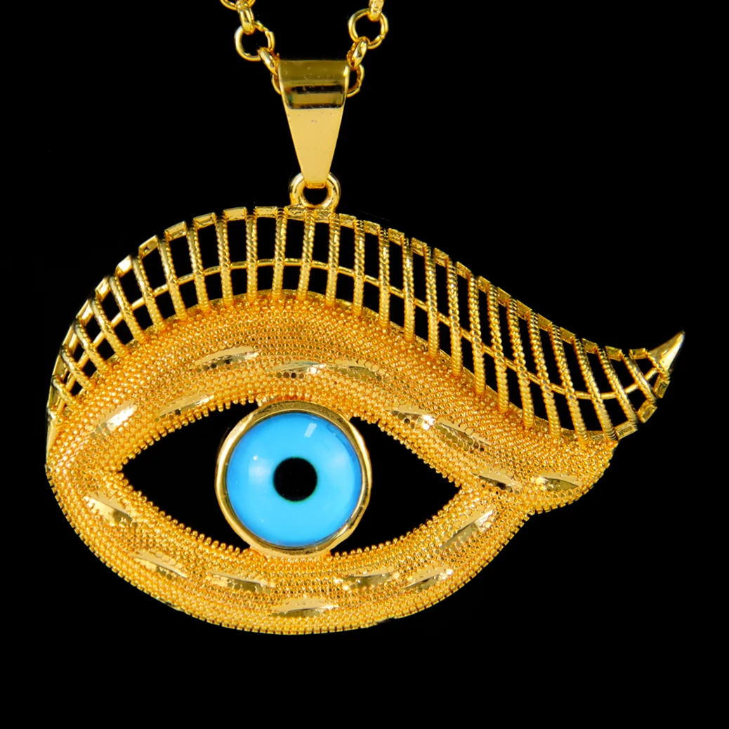 Arabische Mode Quasten-Anhänger 21k Vergoldete Zirkonia-Augen Hip-Hop Halskette Anhänger Dubai Damen Event Party Schmuck Geschenke – Detail 11