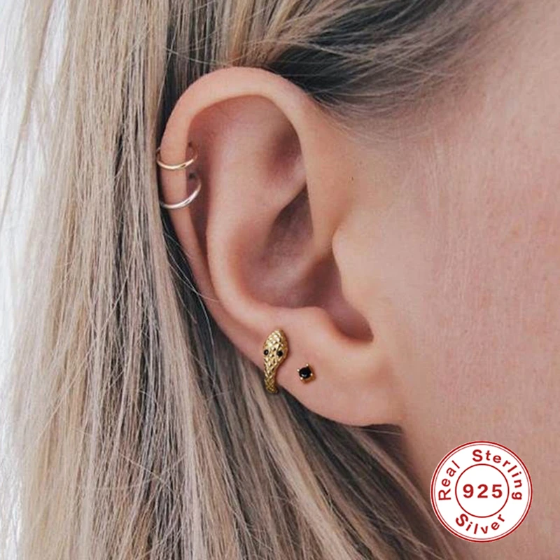 ROXI Vintage Creative Snake 925 Sterling Silver Clip on Earrings for Women Gothic Party Gift No Piercing Ear Cuff Pendientes
