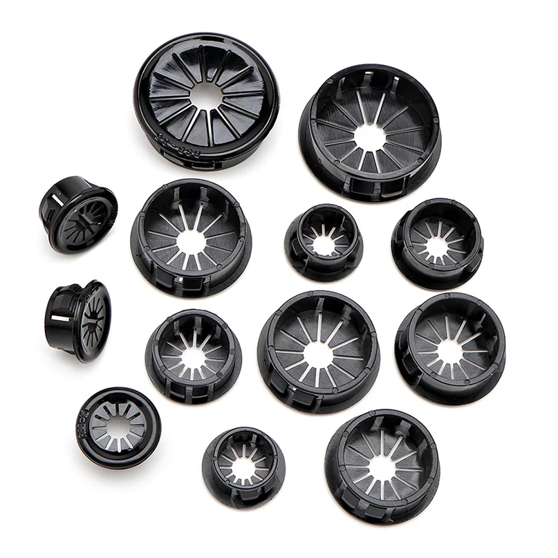 100pcs per bag RSB-16 19 21 22 25 28 32 35 38 40 45 Plastic Cable Hole Cover Round Black Cable Cord Grommet Gasket Wire Hole Cap