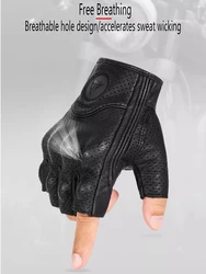 Motorcycle Glove Half Finger Sheepskin Gloves Accessories Driving MotoCross Cycling Fingerless Leather Man Items Tactical Retro
