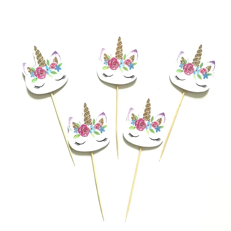 24Pcs Unicorn Cake Insert Bachelorette Party Unicorn Party Happy Birthday Baby Shower Party Supplies DIY Unicorno Natal Deco