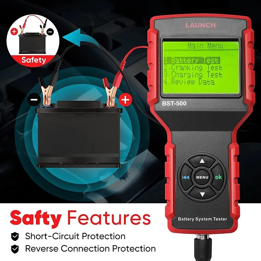 Launch BST-500 Battery Tester BST500 Cranking&Charging System Test 6V 12V 24V 100-2000CCA Car Battery Tester Detector Diagnostic