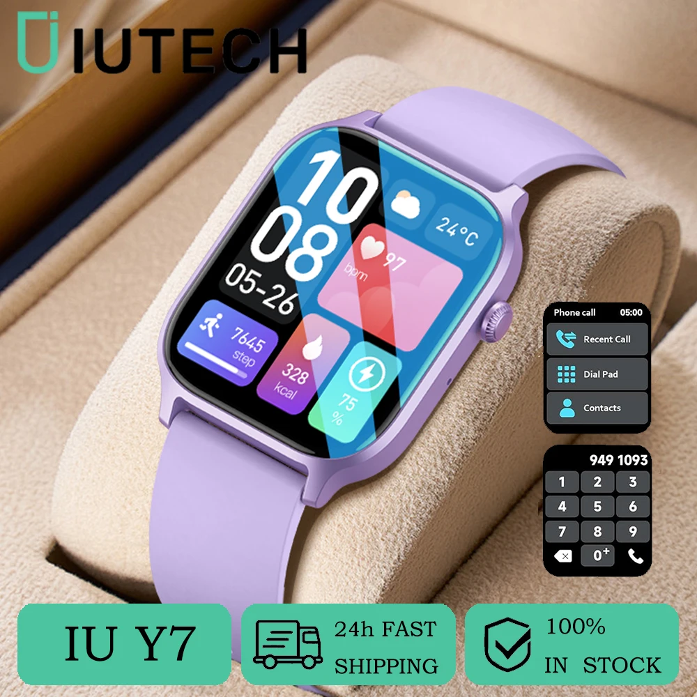 IUTECH Y7 Smart Watch For Men Women 2024 Bluetooth Call Smartwatch Sports Waterproof Health Monitoring Electronic Wrist Watches