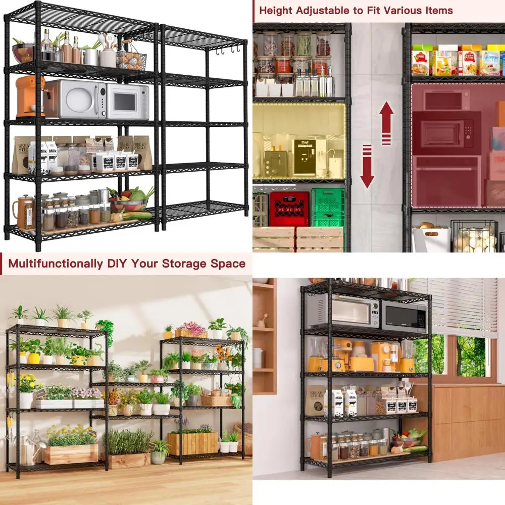 أرفف تخزين معدنية معتمدة من 5 طبقات قابلة للتعديل وشديدة التحمل من NSF للمرآب والأدوات والتنظيم #1