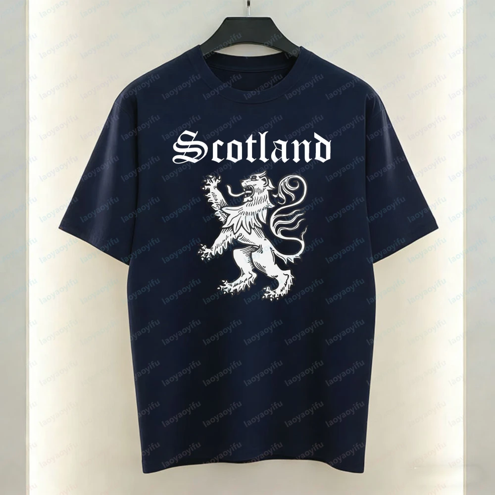 Scotland Gothic Art Unisex Cotton Tee Scotland Rampant Lion Statement T-Shirt for Men Women Summer O-neck Fashion Streetwear