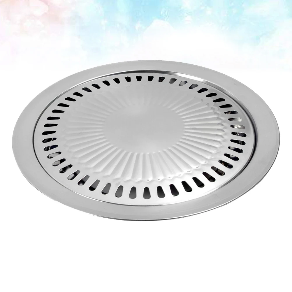 

Stainless Steel Barbecue Pan Non-Stick Surface Lightweight Cassette Oven Tray Home Restaurant Use Silver Heat Resistant