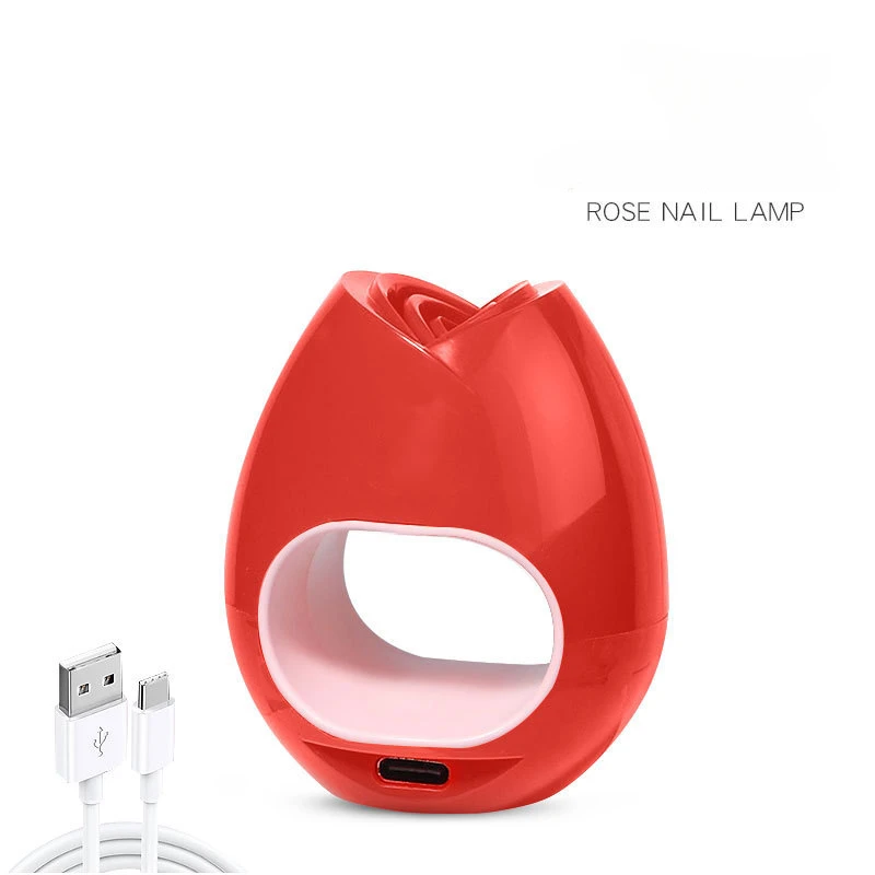 Draagbare Nageldroger Enkele Vinger Led UV-Nagellamp Met Usb-Kabel Roze Wit Uitgeharde Nail Art Manicure Machine 4 Stuks Kralen Snel Droog