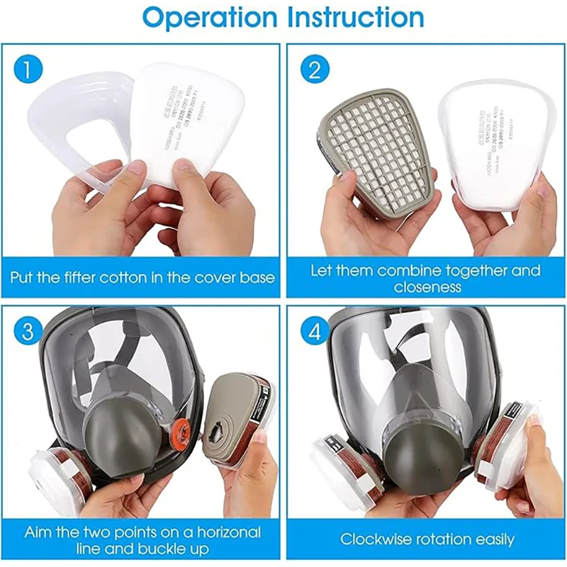 6800 フルフェイス呼吸マスク、2091 ダストフィルター、有機ガス、ペイントスプレー、化学薬品、防塵に広く使用されています。