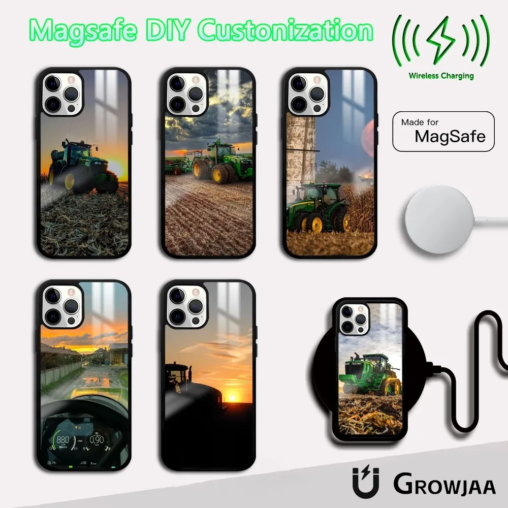 J-John D-Deere Farm Tractor Phone Case For IPhone 16 15 14 13 12 11 Pro Max Plus Mini Magsafe Mirror Wireless Magnetic Cover