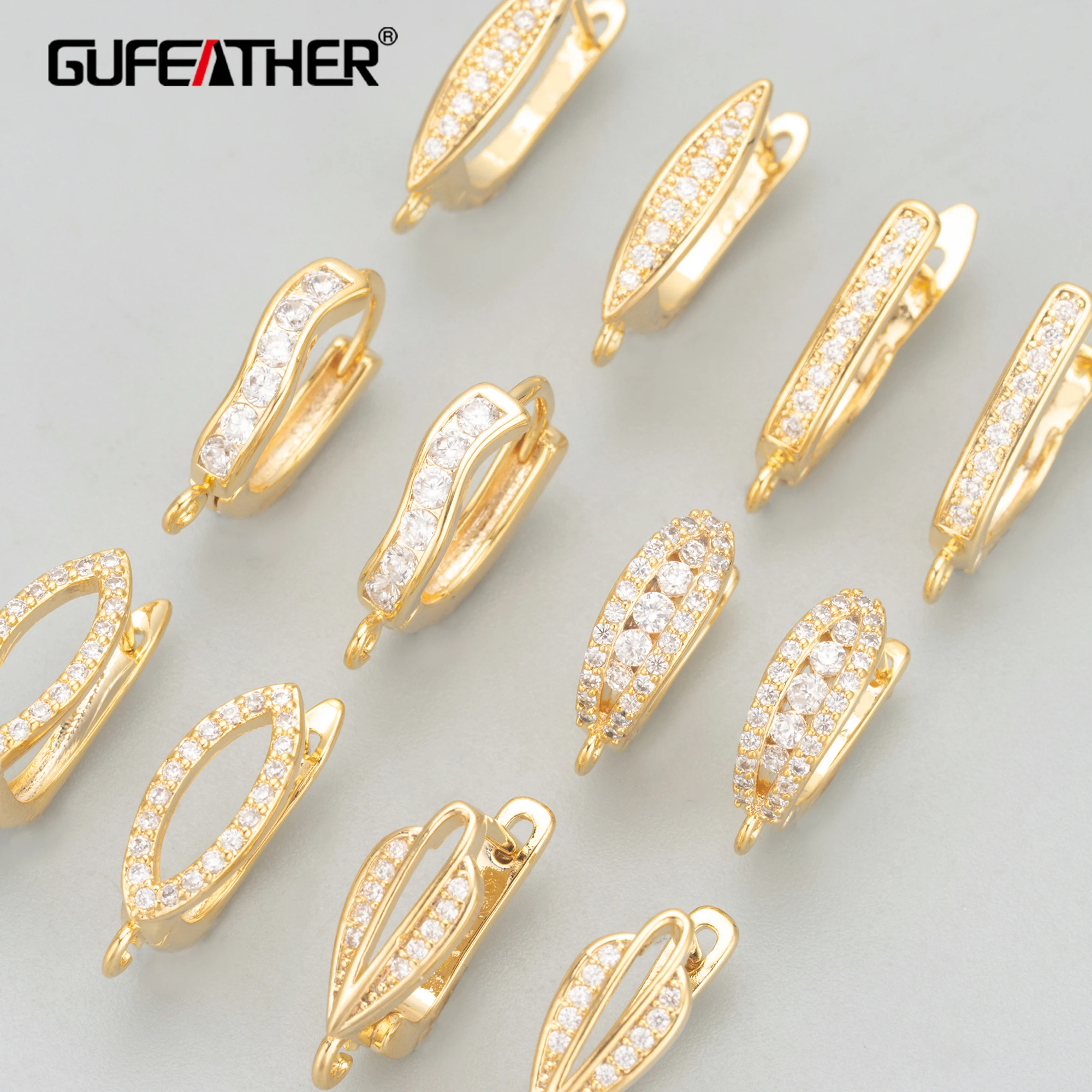 GUFEATHER MC85,jewelry accessories,18k gold rhodium plated,nickel free,copper,zircon,charms,clasp hooks,jewelry making,10pcs/lot