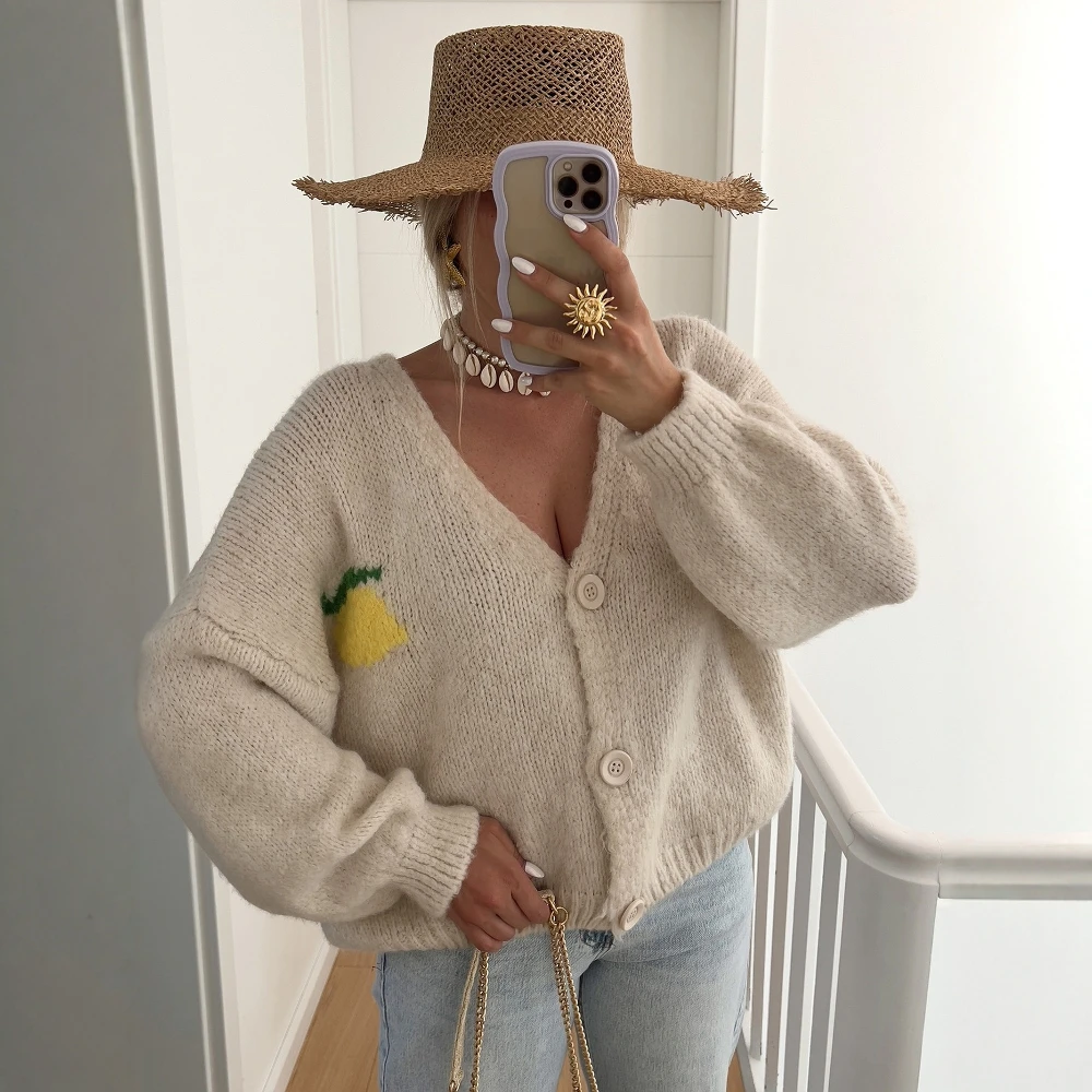 

Женские кардиганы с длинным рукавом и v-образным вырезом, текстура на пуговицах, скромная мода, осень-зима, повседневный однотонный трикотаж с цветными блоками