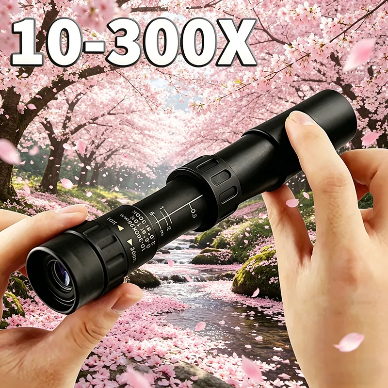 Monóculos 10-300X40 Zoom Poderoso de Longa Distância, Monóculo Profissional HD 4K de Alta Qualidade, Portátil para Camping e Esportes ao Ar Livre