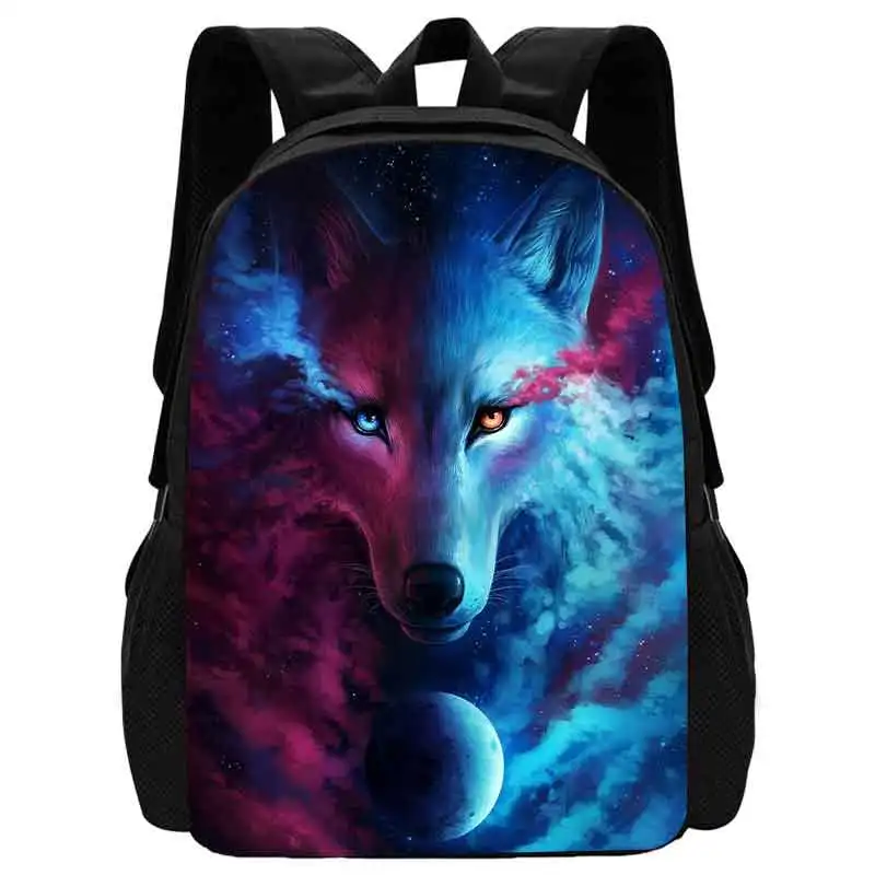 Mochila Wolf Rucksäcke für Collage Schule, Rucksack für Klasse 1-4, Schult aschen für Jungen Mädchen Kinder, Print Design Logo Bücher tasche