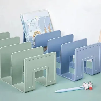 Morandi 심플한 데스크탑 책 스탠드, 학생용 독서 보관 랙, 아크릴 4 링크 사무실 책 스탠드, 340mm x 143mm x 133mm, 신제품