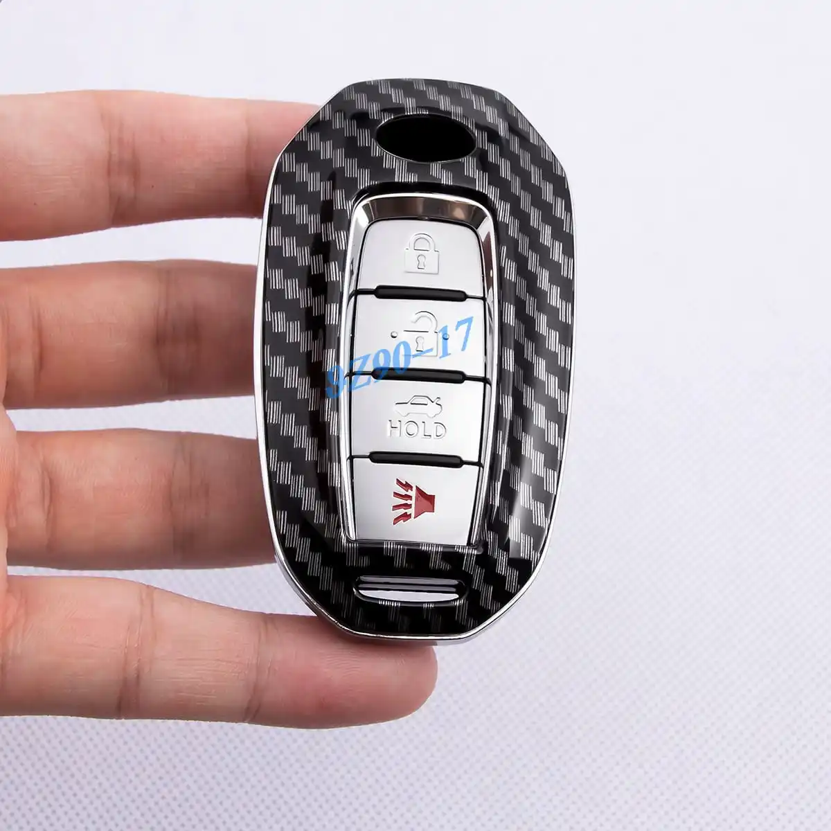 ABS Carbon Fiber Car Smart Key Cover Case Keychain For Infiniti Q50 Q60 QX50 QX55 QX60 Accessories 2019-2025 2024 2023 2022 view 4