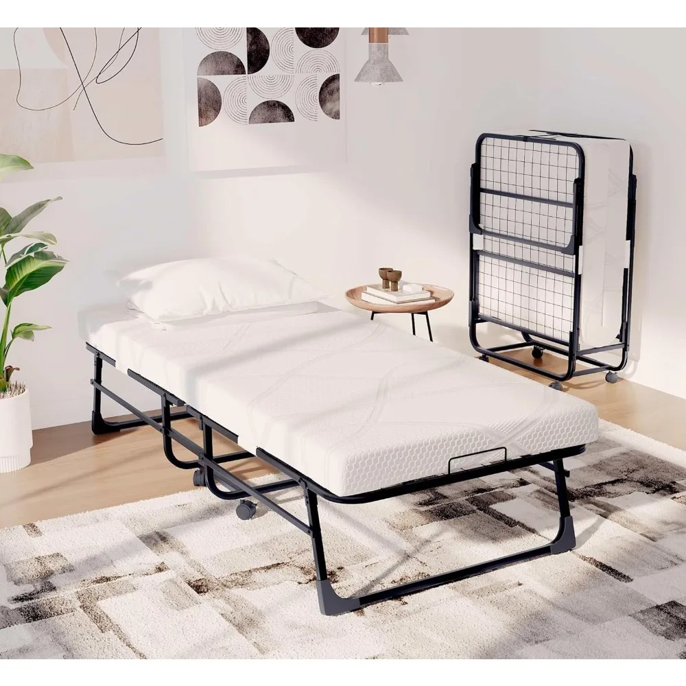 

Folding Bed, with Memory Foam Mattress,75”x31”Portable Rollaway Bed, for Adults, Space-Saving, Sturdy Metal Frame