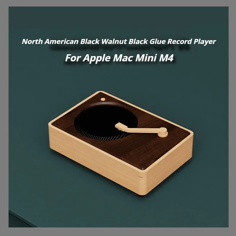 

For Mac Mini M4/M4 Pro Walnut Dust Stand Magnetic Chassis Host Stand Vinyl Record Player Styled Host Stand Free Docking Station