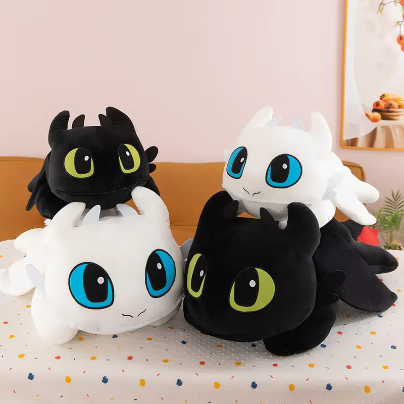 Almohada grande de felpa de dragón sin dientes de 30-40cm, bonita almohada decorativa suave con relleno de dragón de dibujos animados, cojín para dormir de Anime
