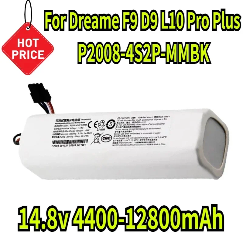 

4400-12800mAh Replacement P2008-4S2P-MMBK Battery For Dreame F9 D9 L10 Pro Plus RLS3 RLS5 RLS5L RLS5D Accessories Parts