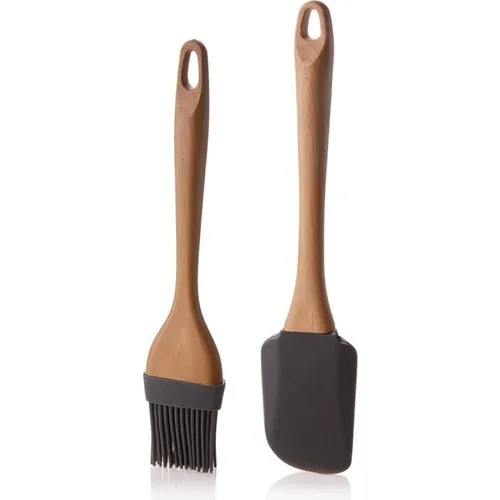 Zuzu Made Luxury Wood Look Silicone 2 Brush Spatula Set