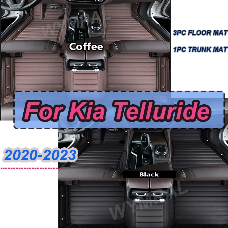 

LUXURY Car Floor Mats For Kia Telluride ON 2020~2023 7seat Waterproof Protective Pad Carpete Automotivo Car Mats Car Accessories