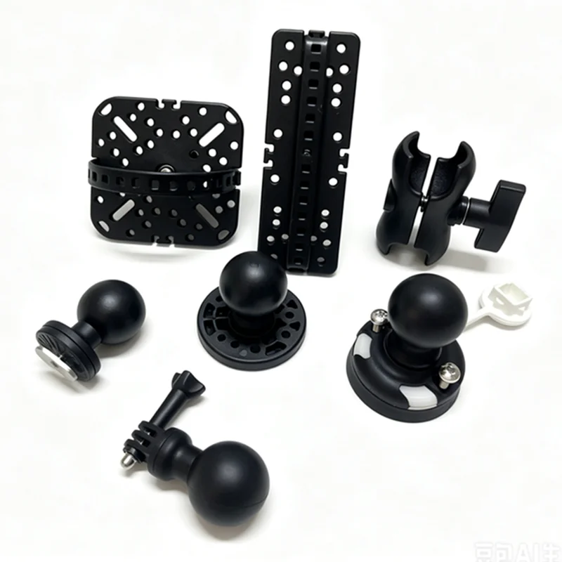 1.54 inch Ball Double Arm Round Base Spherical Fish Seat Fishfinder Mount Plate for GPS Photo Equipment Camera
