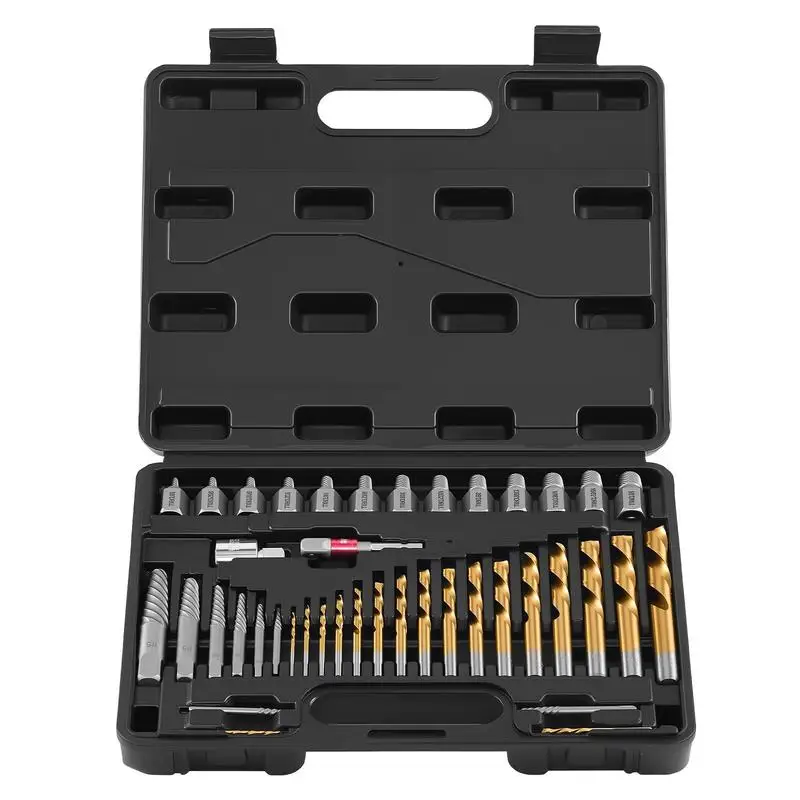

Free Shipping-Screw Extractor Set with Drill Bits, 41 Pieces, Easy Out Bolt Extractors and Drill Bits, with Adapters, Solid Stor