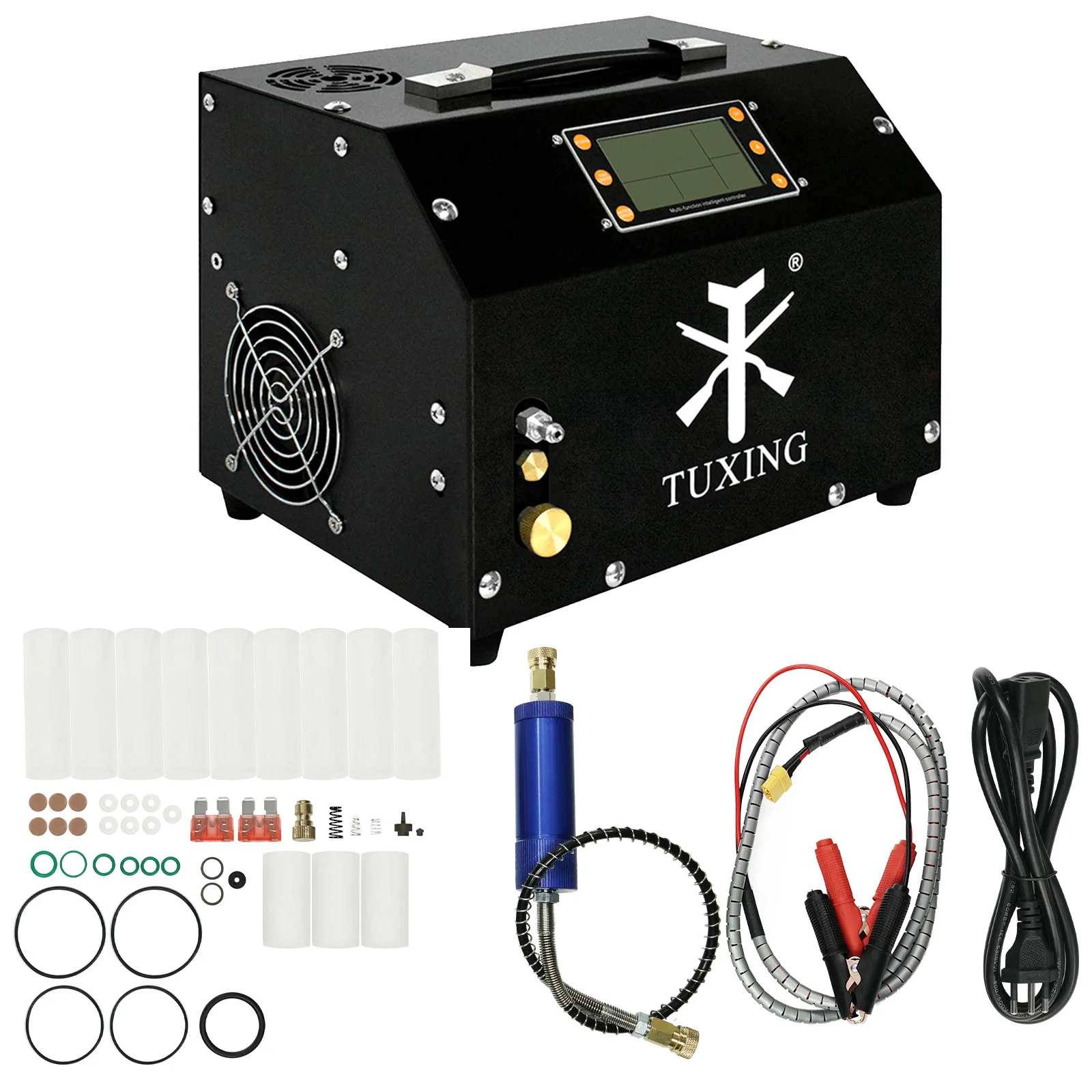 TUXING TXET063 300Bar Hogedruk PCP-luchtcompressor Ingebouwde voeding met LCD-scherm Digitaal besturingssysteem voor luchtbuks