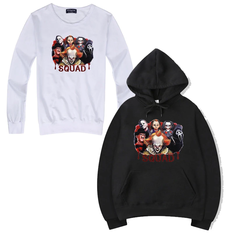 

Unisex Halloween Horror Movies SQUAD Pullover Hooded Sweatshirt Gifts Funny Graphic Tee Hoodie Sweater Tops Aesthetic Clothes