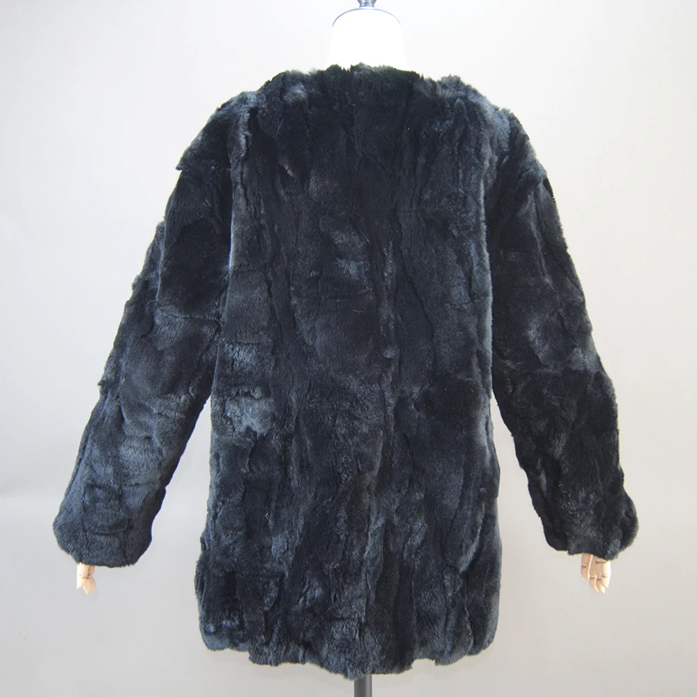 Hot Sale Brand Real Rex Rabbit Fur Coat Female Coat Genuine Rex Rabbit Fur Coat 2024 Winter New Fashion Overcoat Long