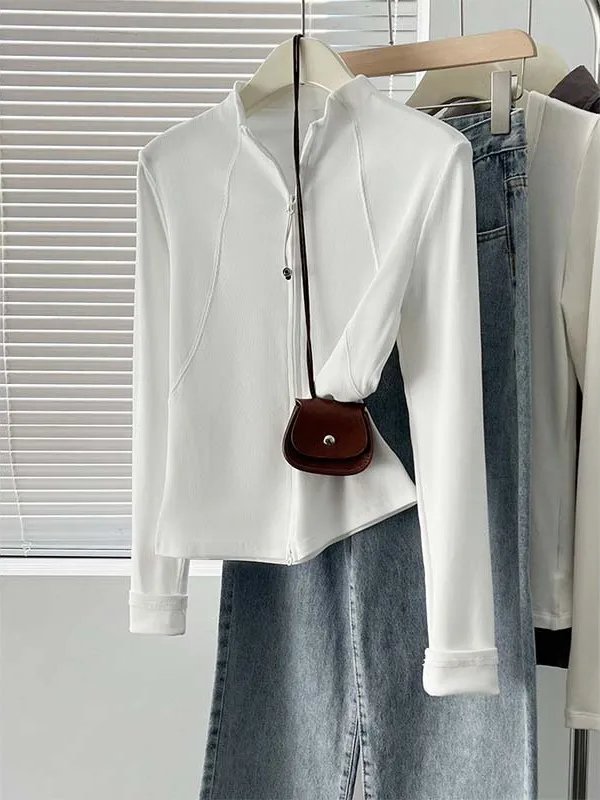 

Женская толстовка на молнии с длинным рукавом, воротником-стойкой, весенняя, приталенная, верхняя одежда, кардиган, топ в корейском стиле