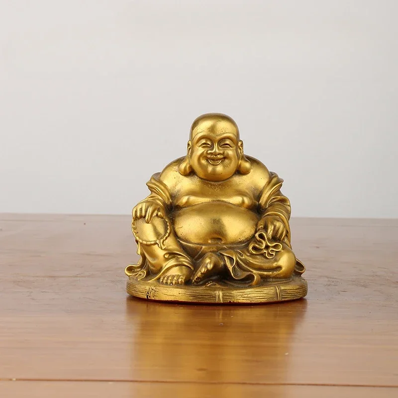 

Chinese Vintage Full Copper Bodhisattva Maitreya Buddha Ornaments Pot Belly Home Office Car Small Sculptures