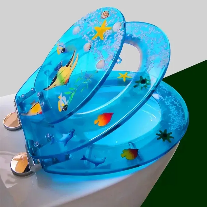 غطاء المرحاض الجميل المنزلية العالمية سميكة ثلاث طبقات غطاء مقعد المرحاض الراتنج المخزنة بطيئة إغلاق غطاء المرحاض الصامت