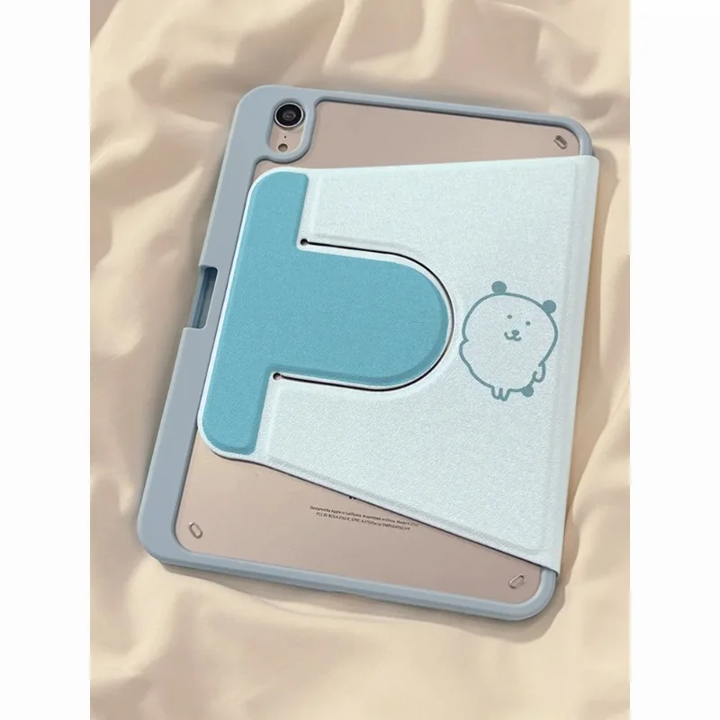 

Cartoon self deprecating bear tablet protective case suitable for iPad 11th generation 360 rotation Air7/6 protective case