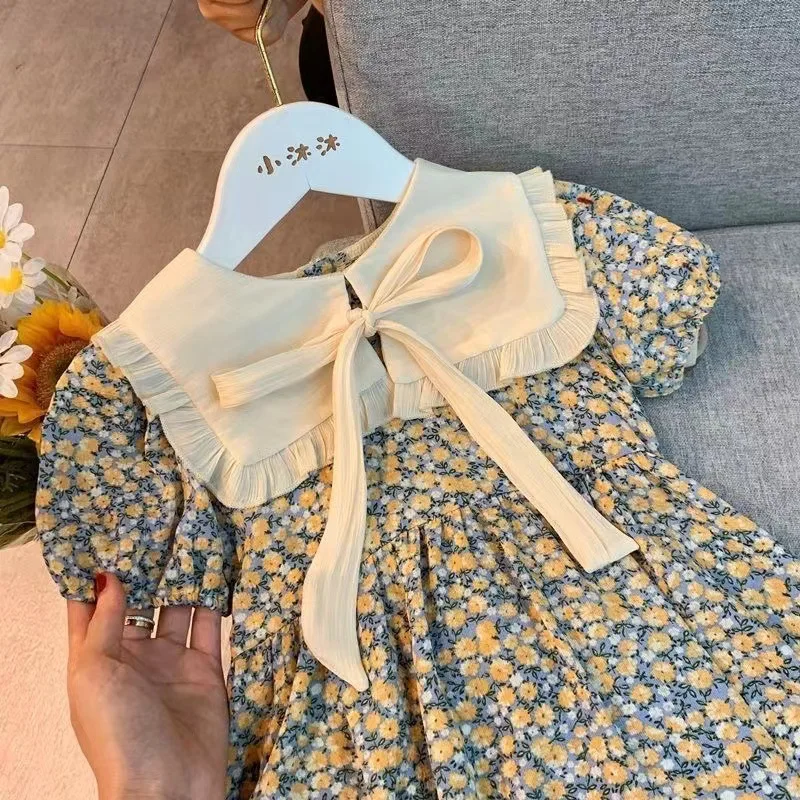 Girls Summer Short Sleeve Korean Style Cute Princess Dress With A Bow For Baby Girls Casual Outdoor Daily Holiday Fashion Outfit
