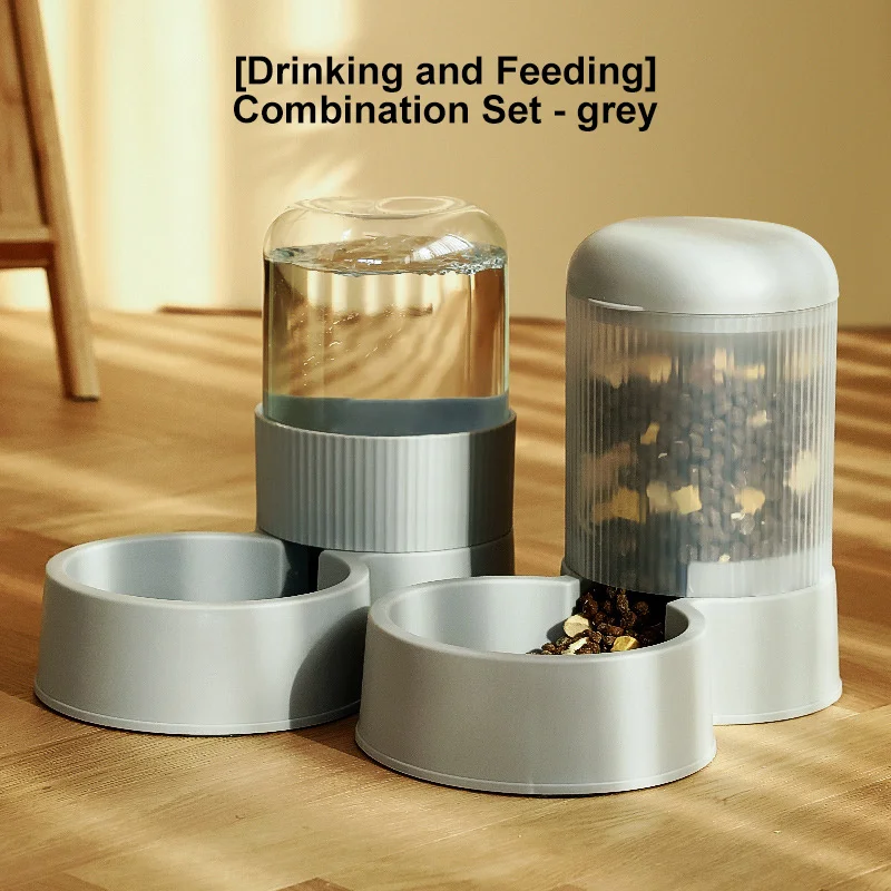 Kimpets Auto Food Feeder Dispenser Dog Cat Bowl Feeder For Pet Bowl Combination Automatic Feeding Water Bowl Transparent