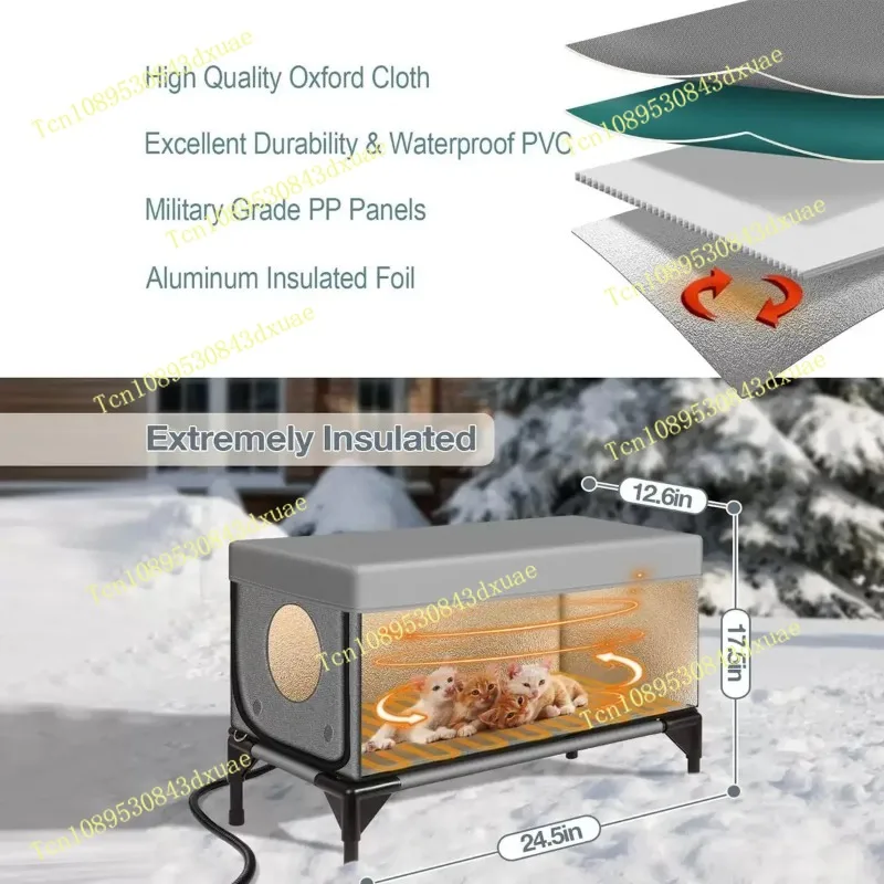 Waterproof Cat House Warm Heated Winter Cat House Insulated Outside Foldable Cats Nest Tent Sleeping Extra Large Warm Pet Room
