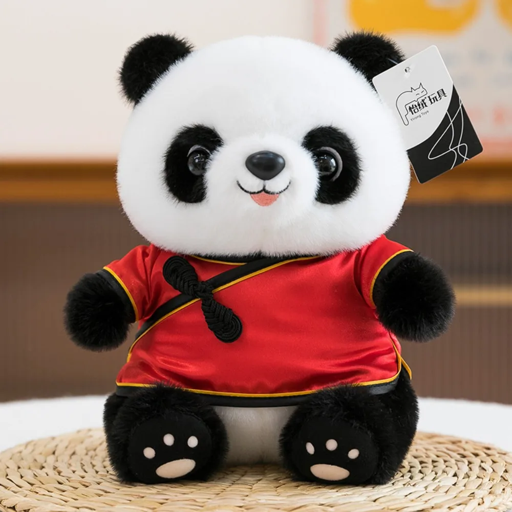 Silk Hanfu Panda Plush Toy Chinese Style Keychain Plush Panda Pendant Cartoon Home Decor Stuffed Animal Toys for Children