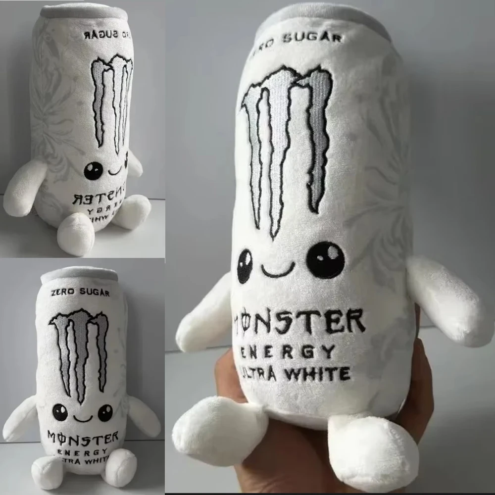 Hot Monster Plush White Energy Drink Plush Toy Simulation Can Stuffed Doll Cute Soft Figure Decor Gift Friend Home Ornament