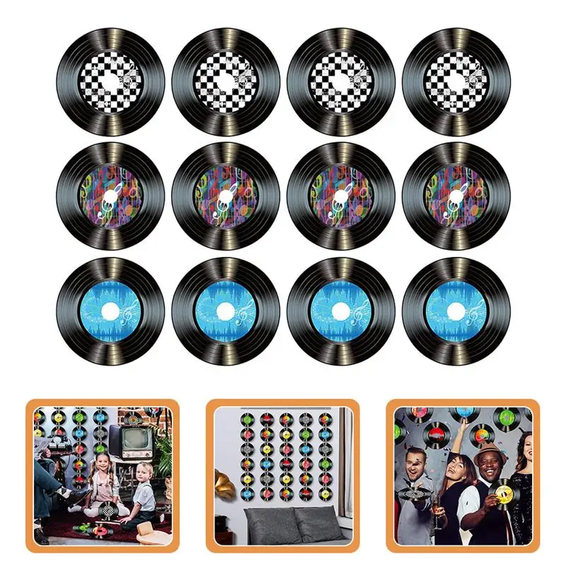 

12PCS Vinyl Decor Wall Disc Home Bar Decoration Party Aestheticdecorspaper Decorations Figurine Ornament Fake