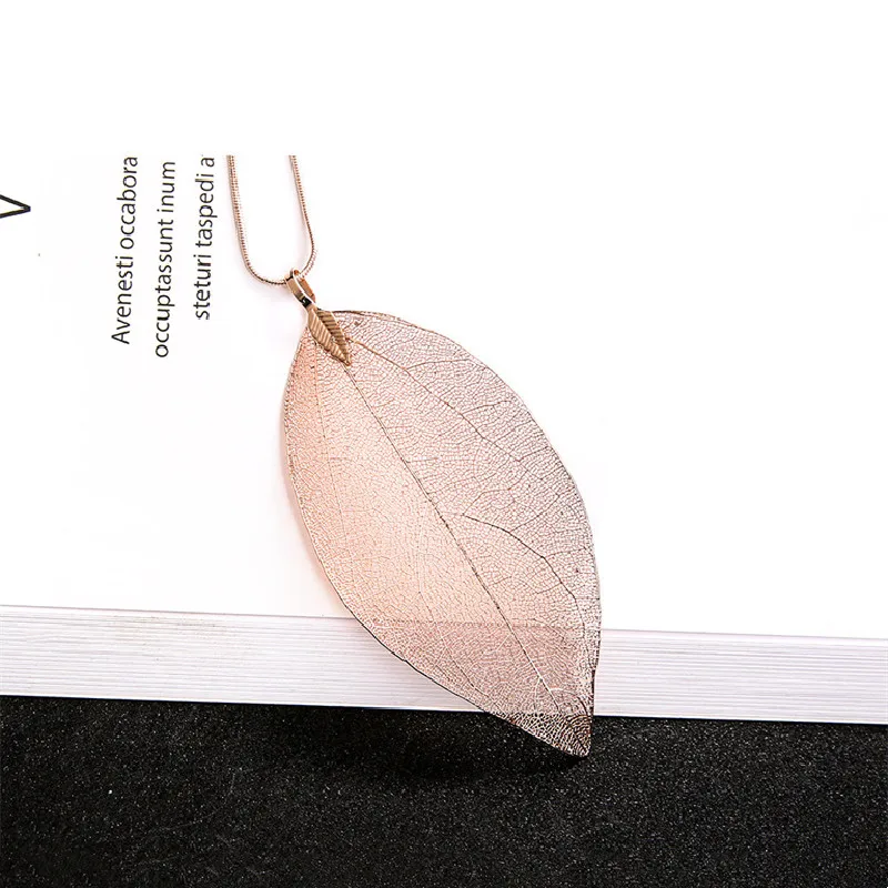 Silver Color Simple Punk Leaves p\\Pendant Long Style Necklace For Women Girl Trendy Fashion Exquisite  Jewelry Accessories Gifts