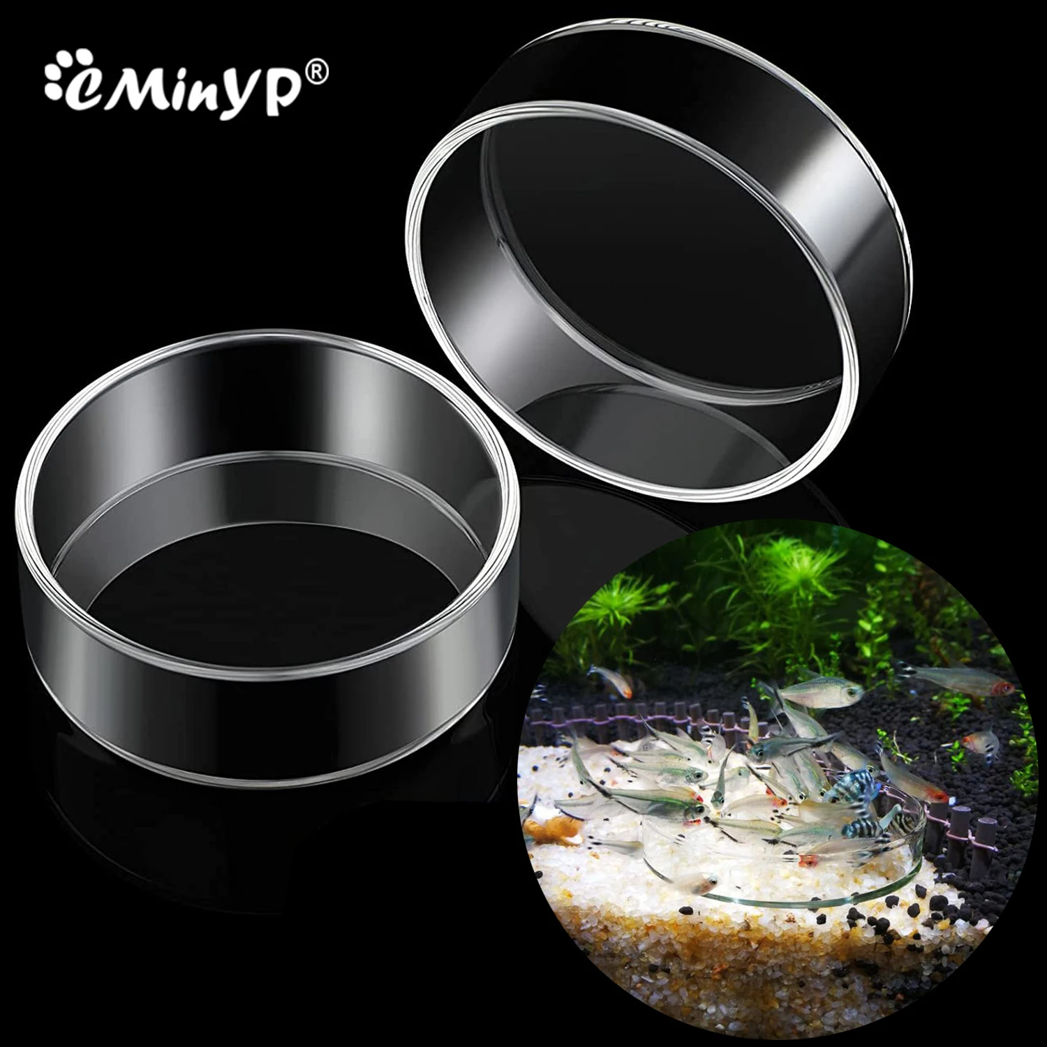 6/6.5/7.5/8/9cm Aquarium Feeding Bowl Fish Tank Feeder Shrimp Tropical Fish Ratfish Glass Feeding Dish Clear Round Tray Access