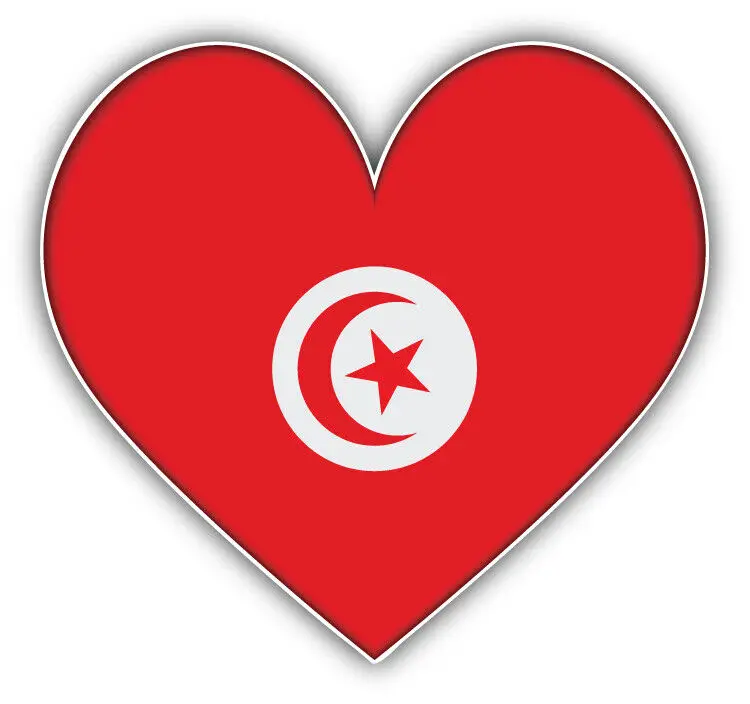 

Fashion decals Stickers Tunisian Heart-shaped Flag Car Bumper Sticker Waterproof Reflective Sunscreen Headlight Car Decoration