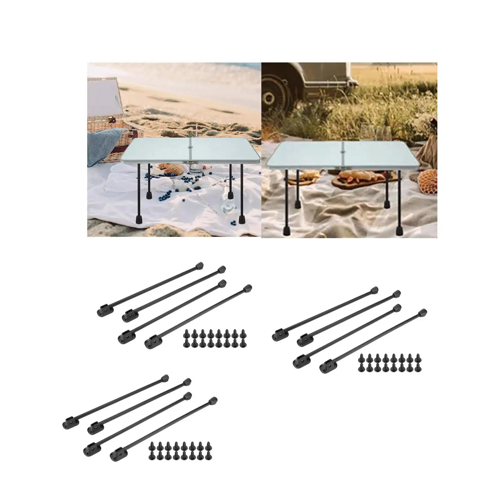 

Складные ножки стола из 4 предметов, простая установка, многоцелевые с винтами, аксессуары, устойчивые для дома, кемпинга, офиса, кухни