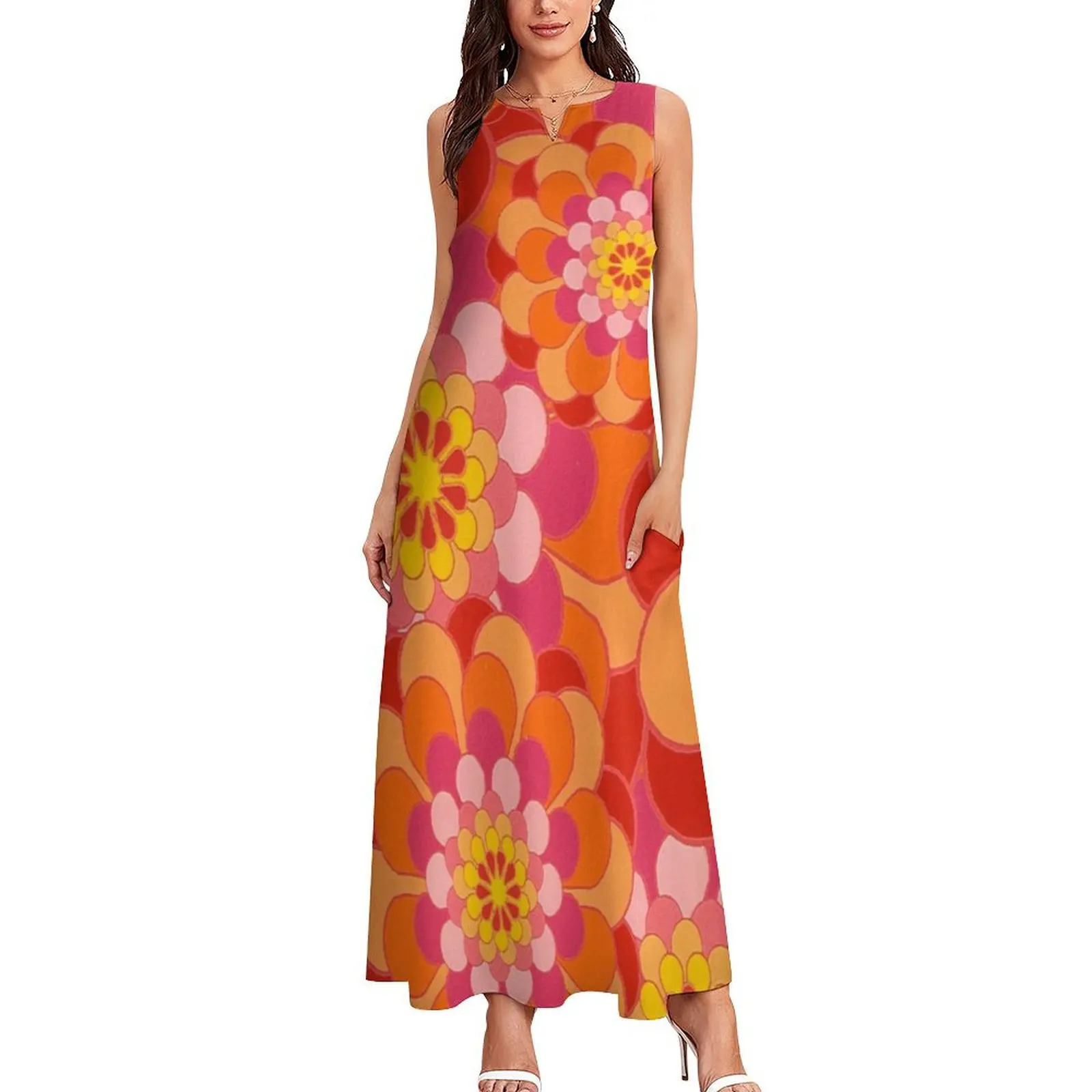 60s Flower Power - Yeah Baby! Long Dress elegant dress prom clothes Dress